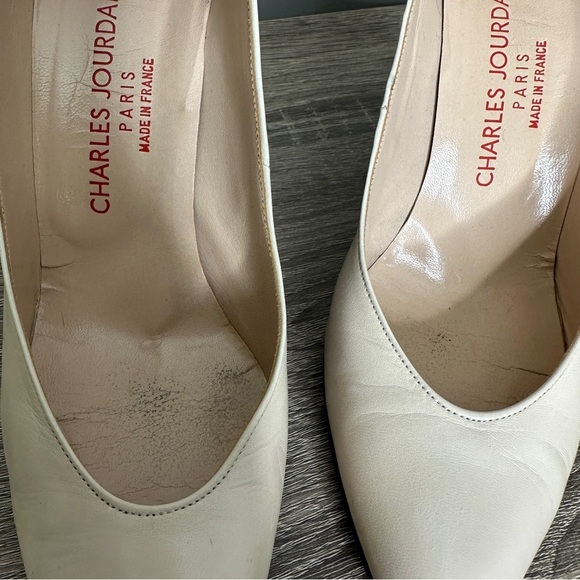 Ivory leather Charles Jordan pumps made in France - Picture 3 of 12